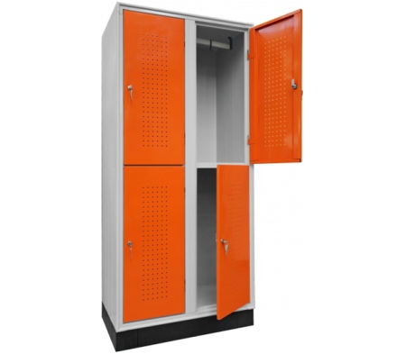 Dulap vestiar metalic suprapus cu 4 uși, 800x500x1750 mm