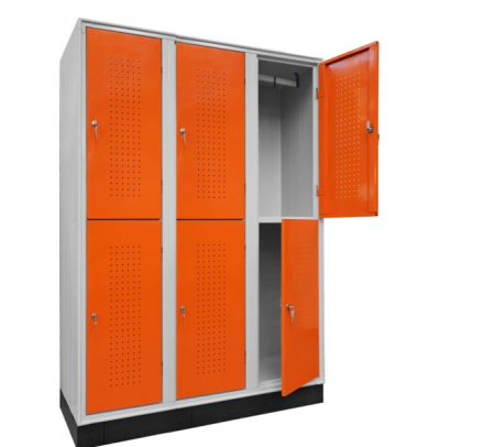 Dulap vestiar metalic suprapus cu 6 uși, 1200x500x1750 mm