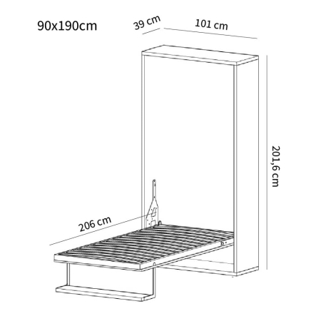 Sisteme metalice pentru paturi - Sistem metalic pentru pat de perete vertical, 1 persoană (mecanism)