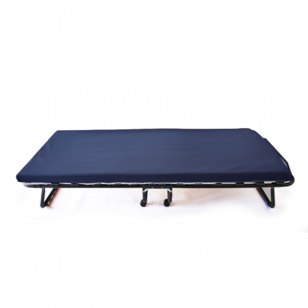 Paturi metalice - pat-pliabil-80x190-saltea-albastra-cadru-metalic-oaspeti