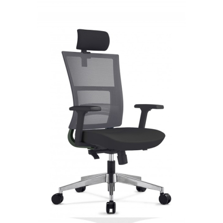 Scaun ergonomic, spătar mesh, suport lombar reglabil, tetieră tapițată