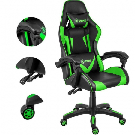 Gaming - scaun-gaming-ergonomic-xzone-verde-negru-design-sportiv