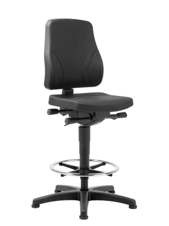 Scaune - Scaun industrial Bimos ALL-IN-ONE TREND 3 cu tălpi și inel picioare - Stofă Duotec negru