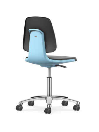 Scaune - Scaun laborator Bimos LABSIT 2 cu rotile - Piele ecologică Magic negru