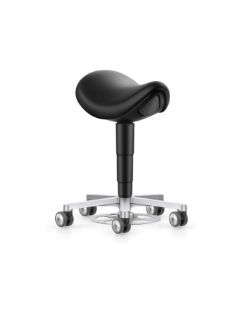 Industriale - Scaun tip șa camera curată Bimos CLEANROOM SADDLE STOOL cu declanșare cu piciorul și rotile, Piele ecologică Magic ESD negru