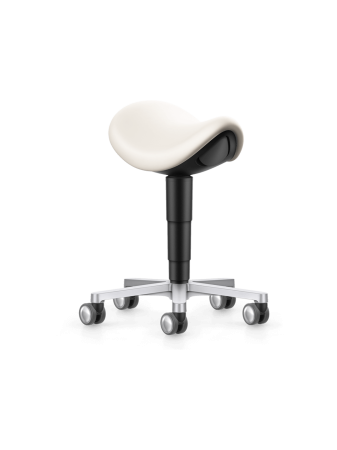Scaun tip șa laborator / medical Bimos SADDLE STOOL cu rotile, Piele ecologică Magic negru