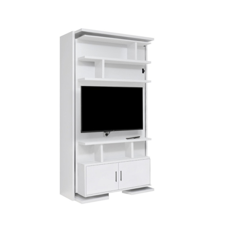 Mobilier metalic - Sistem metalic pentru pat de perete rotativ, 1 persoană, cu unitate TV, rafturi și dulapuri