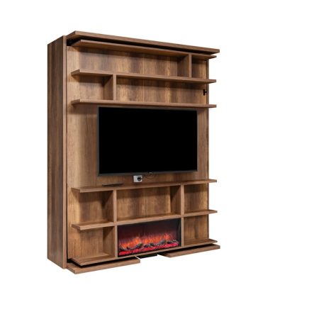 Mobilier metalic - Sistem metalic pentru pat de perete rotativ, cu unitate TV și șemineu decorativ