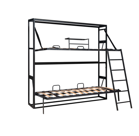 Sistem metalic pentru pat etajat ascuns în perete, DIY (2×90×190 cm)