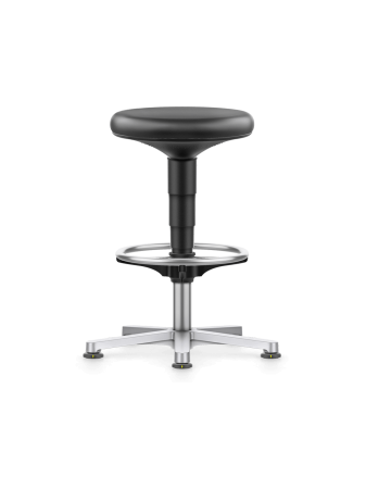Scaune - Taburet camera curată Bimos CLEANROOM STOOL 3 cu tălpi și inel picioare - Piele ecologică Magic ESD negru