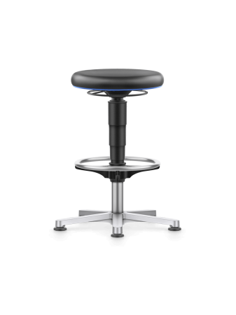 Taburet laborator / medical Bimos LABORATORY STOOL 3 cu tălpi și inel picioare - Piele ecologică Magic negru