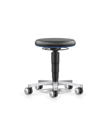 Taburet laborator / medical Bimos LABORATORY STOOL cu declanșare cu piciorul și rotile - Piele ecologică Magic negru