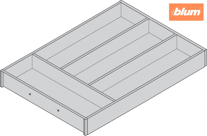AMBIA-LINE Organizator pt tacâmuri, pentru LEGRABOX/MERIVOBOX Sertar, Design de lemn, 4 Compartimente pt tacâmuri, NL=450 mm, Lăţime=300 mm, finisaj Nuc Tenn. / negru-carbon ZC7S450BH3 [2]