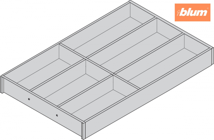 AMBIA-LINE Organizator pt tacâmuri, pentru LEGRABOX/MERIVOBOX Sertar, Design de lemn, 6 Compartimente pt tacâmuri, NL=500 mm, Lăţime=300 mm, finisaj Stejar Nebr./gri-orion ZC7S500BH3 [2]