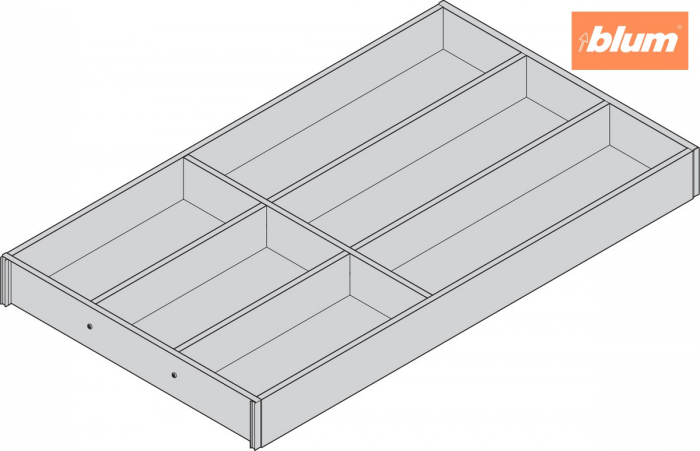 AMBIA-LINE Organizator pt tacâmuri, pentru LEGRABOX/MERIVOBOX Sertar, Design de lemn, 6 Compartimente pt tacâmuri, NL=550 mm, Lăţime=300 mm, finisaj Stejar Nebr./gri-orion ZC7S550BH3 [2]