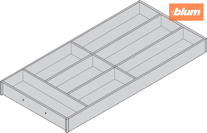AMBIA-LINE Organizator pt tacâmuri, pentru LEGRABOX/MERIVOBOX Sertar, Design de lemn, 7 Compartimente pt tacâmuri, NL=650 mm, Lăţime=300 mm, finisaj Stejar Nebr./gri-orion ZC7S650BH3 [2]
