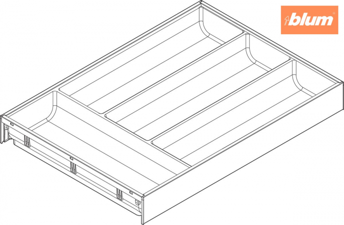 AMBIA-LINE Organizator pt tacâmuri, pentru LEGRABOX/MERIVOBOX Sertar, Plastic/oţel, 4 Compartimente pt tacâmuri, NL=450 mm, Lăţime=300 mm, finisaj gri-orion mat ZC7S450BS3 [2]