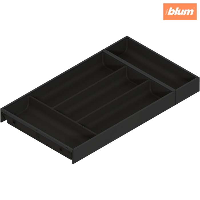 AMBIA-LINE Organizator pt tacâmuri, pentru LEGRABOX/MERIVOBOX Sertar, Plastic/oţel, 5 Compartimente pt tacâmuri, NL=550 mm, Lăţime=300 mm, finisaj negru-carbon mat ZC7S550BS3 [1]