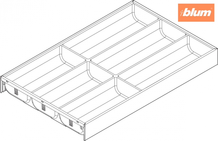 AMBIA-LINE Organizator pt tacâmuri, pentru MERIVOBOX Sertar, Plastic/oţel, 6 Compartimente pt tacâmuri, NL=500 mm, Lăţime=300 mm, finisaj gri indiu mat ZC7S500BS3 [2]
