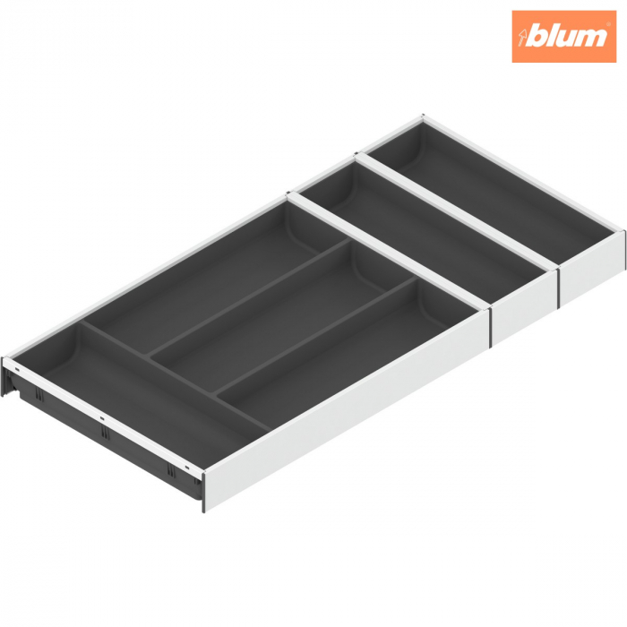 AMBIA-LINE Organizator pt tacâmuri, pentru LEGRABOX/MERIVOBOX Sertar, Plastic/oţel, 6 Compartimente pt tacâmuri, NL=650 mm, Lăţime=300 mm, finisaj alb-mătase/gri-orion ZC7S650BS3 [1]