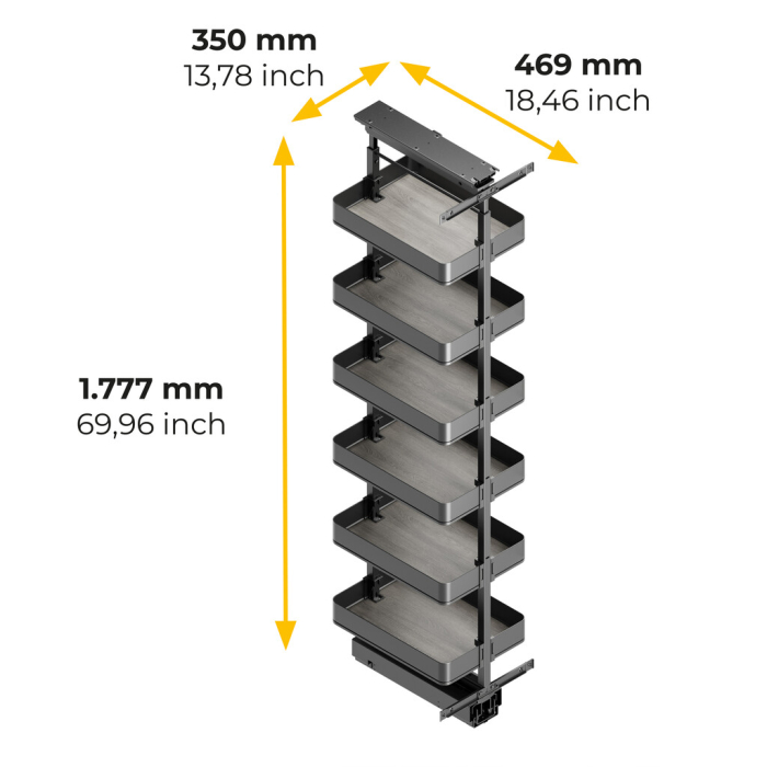 Coloana rotativa Harmony pentru bucatarie, corp 400 mm, inaltime 1780-2080 mm, finisaj antracit [12]
