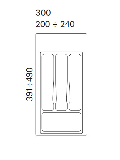 Compartimentare tacamuri pentru latime front sertar de 300 mm, finisaj gri [2]