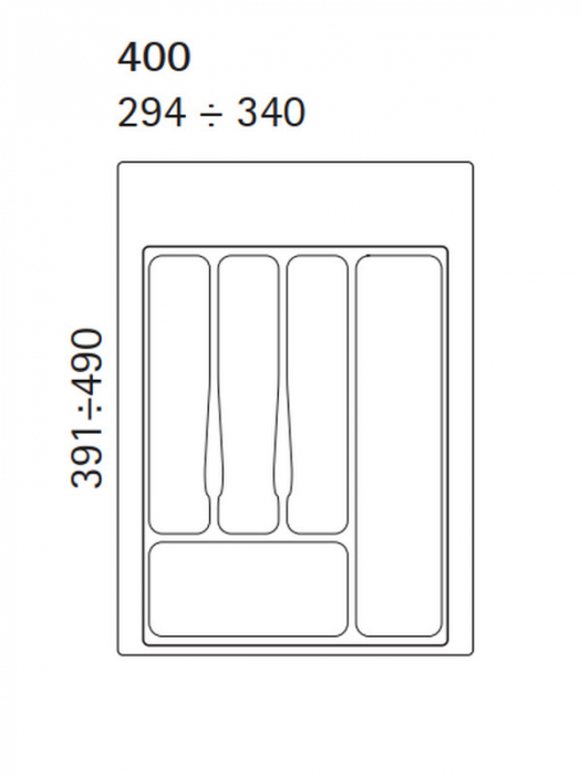 Compartimentare tacamuri pentru latime front sertar de 400 mm, finisaj alb [2]
