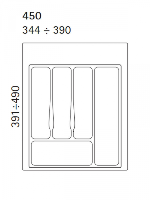 Compartimentare tacamuri pentru latime front sertar de 450 mm, finisaj gri [2]