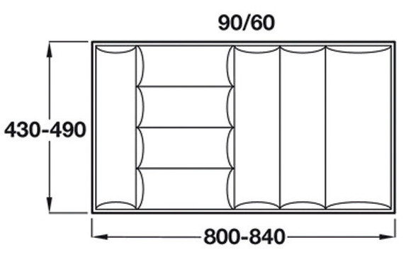 Compartimentare tacamuri premium gri argintiu, pentru latime front sertar de 900 mm [2]