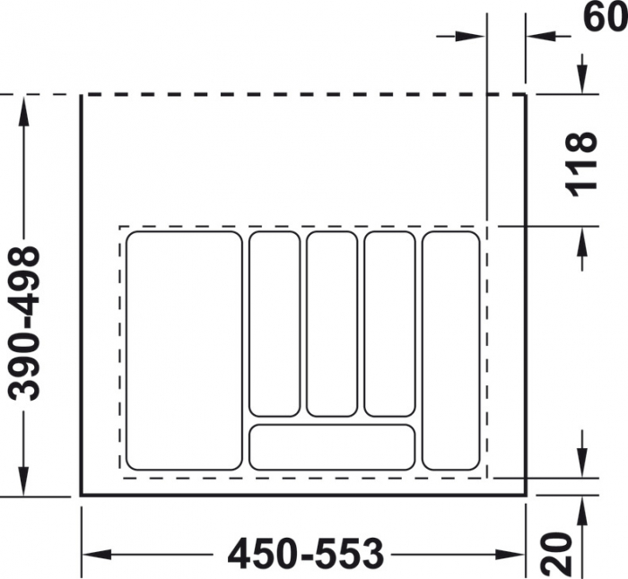 Compartimentare tacamuri universala alba, pentru latime front sertar de 600 mm [2]