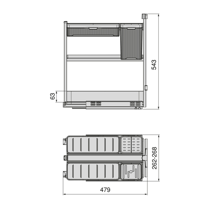 Cos Jolly Harmony cu cosuri si accesorii, cu inchidere amortizata, corp 300 mm, inaltime 700 mm, finisaj antracit [10]