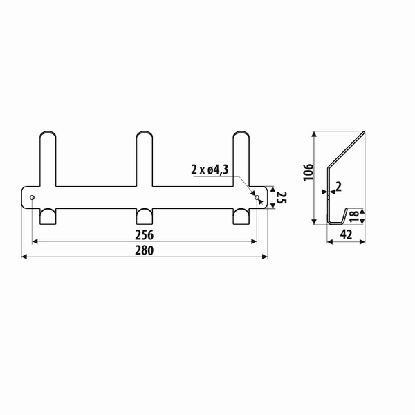 Cuier metalic negru structurat WS20-280-L2 [3]