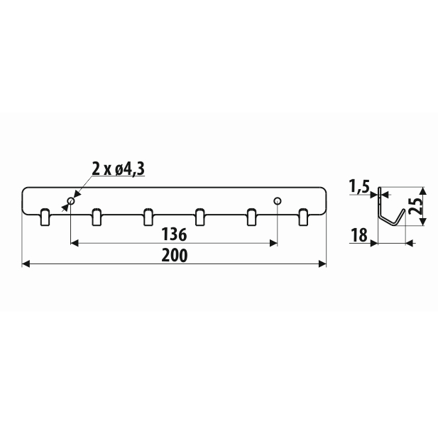 Cuier metalic negru structurat WS60-200-L2 [3]