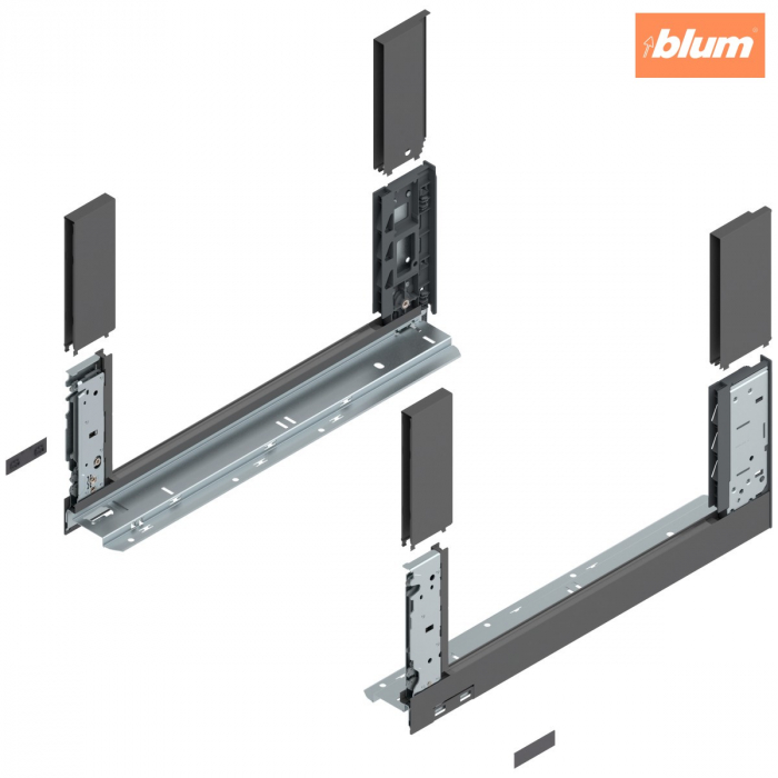 Laterală de sertar LEGRABOX free, Înălţime C (177 mm), NL=450 mm, dreapta+stânga, pentru LEGRABOX free, finisaj gri-orion mat 780C4502S [1]