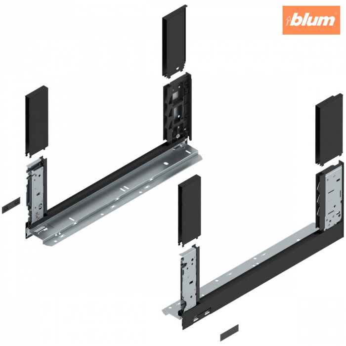 Laterală de sertar LEGRABOX free, Înălţime C (177 mm), NL=450 mm, dreapta+stânga, pentru LEGRABOX free, finisaj negru-carbon mat 780C4502S [1]