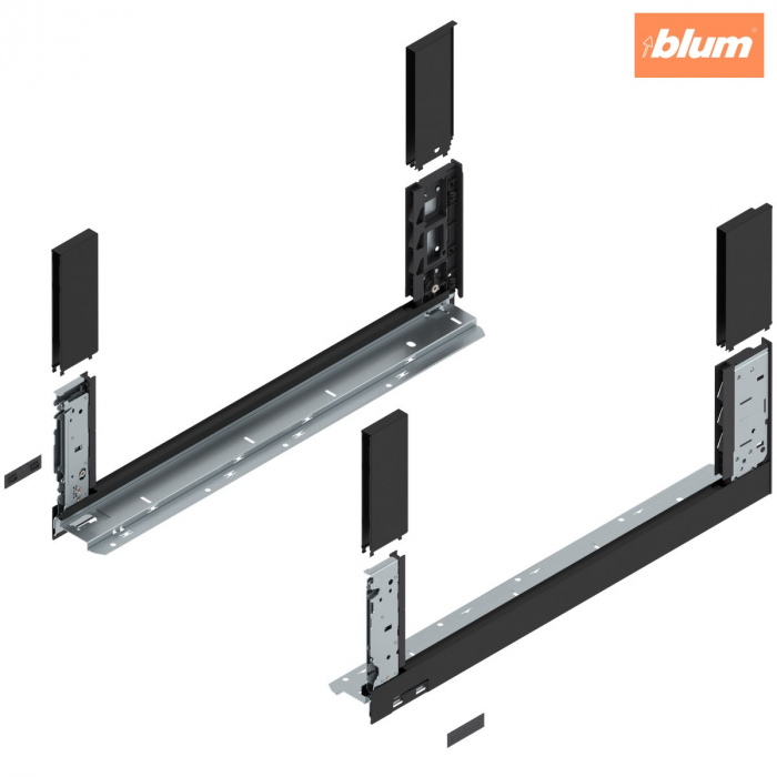 Laterală de sertar LEGRABOX free, Înălţime C (177 mm), NL=550 mm, dreapta+stânga, pentru LEGRABOX free, finisaj negru-carbon mat 780C5502S [1]