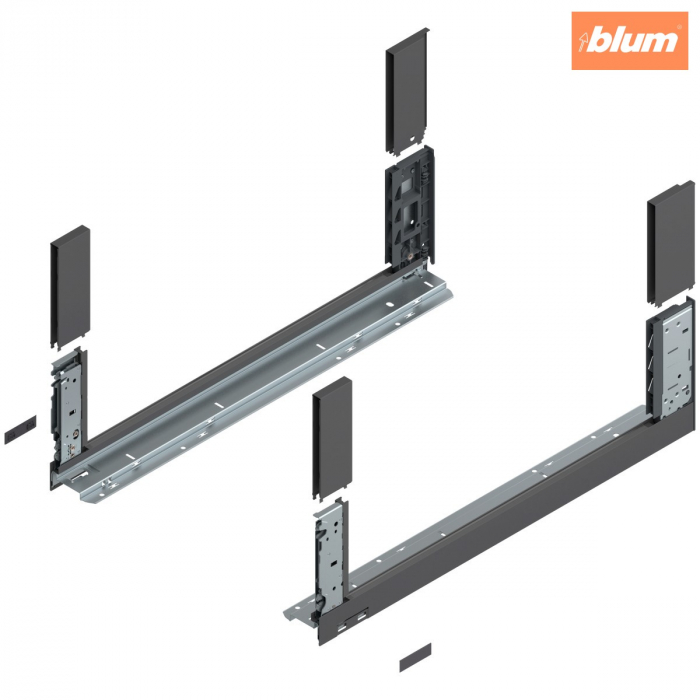 Laterală de sertar LEGRABOX free, Înălţime C (177 mm), NL=600 mm, dreapta+stânga, pentru LEGRABOX free, finisaj gri-orion mat 780C6002S [1]
