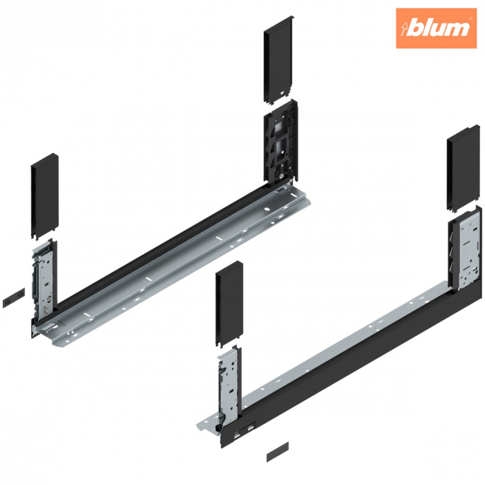 Laterală de sertar LEGRABOX free, Înălţime C (177 mm), NL=600 mm, dreapta+stânga, pentru LEGRABOX free, finisaj negru-carbon mat 780C6002S [1]