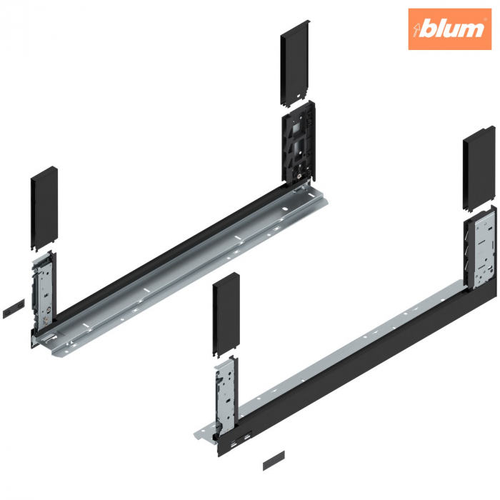 Laterală de sertar LEGRABOX free, Înălţime C (177 mm), NL=650 mm, dreapta+stânga, pentru LEGRABOX free, finisaj negru-carbon mat 780C6502S [1]