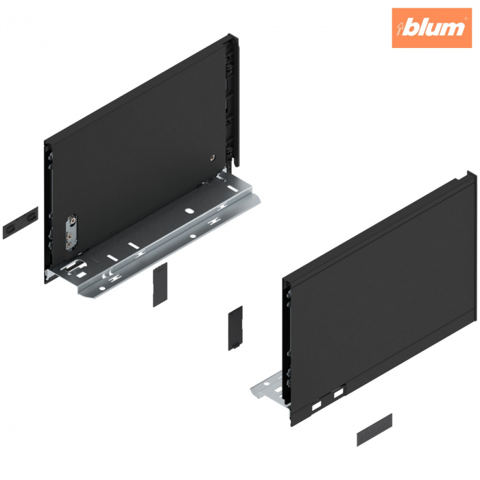 Laterală de sertar LEGRABOX, Înălţime C (177 mm), NL=270 mm, dreapta+stânga, pentru LEGRABOX pure, finisaj negru-carbon mat 770C2702S [1]