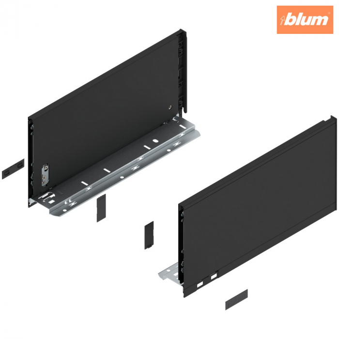 Laterală de sertar LEGRABOX, Înălţime C (177 mm), NL=350 mm, dreapta+stânga, pentru LEGRABOX pure, finisaj negru-carbon mat 770C3502S [1]