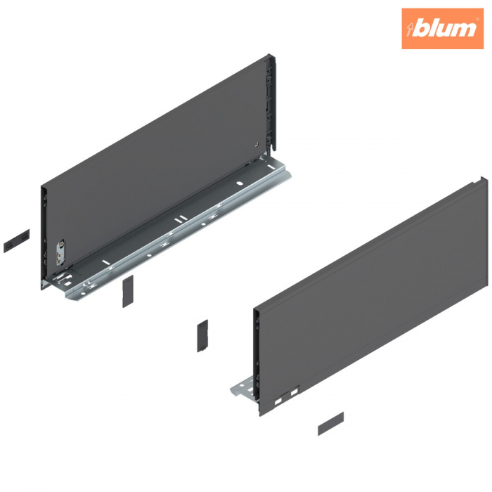 Laterală de sertar LEGRABOX, Înălţime C (177 mm), NL=450 mm, dreapta+stânga, pentru LEGRABOX pure, finisaj gri-orion mat 770C4502S [1]