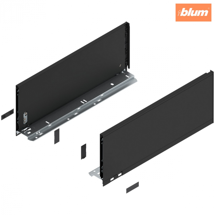 Laterală de sertar LEGRABOX, Înălţime C (177 mm), NL=450 mm, dreapta+stânga, pentru LEGRABOX pure, finisaj negru-carbon mat 770C4502S [1]