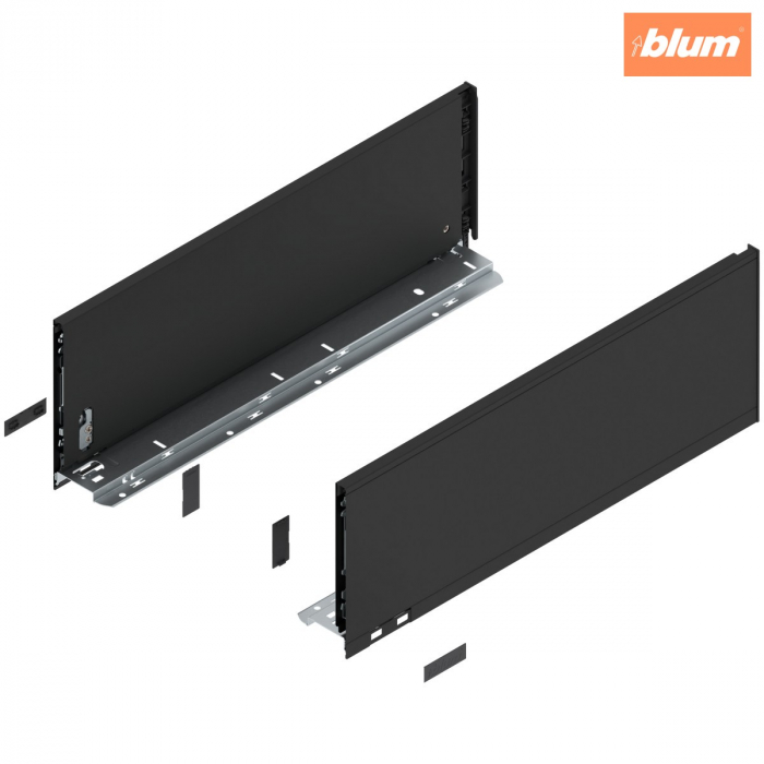 Laterală de sertar LEGRABOX, Înălţime C (177 mm), NL=500 mm, dreapta+stânga, pentru LEGRABOX pure, finisaj negru-carbon mat 770C5002S [1]