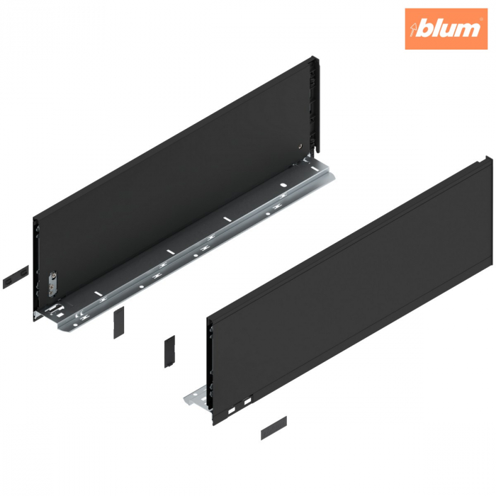 Laterală de sertar LEGRABOX, Înălţime C (177 mm), NL=550 mm, dreapta+stânga, pentru LEGRABOX pure, finisaj negru-carbon mat 770C5502S [1]