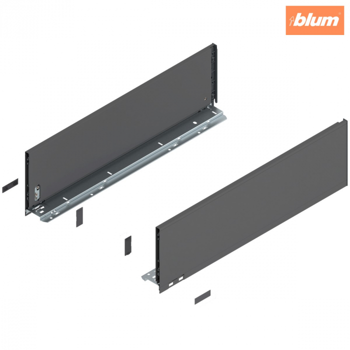 Laterală de sertar LEGRABOX, Înălţime C (177 mm), NL=600 mm, dreapta+stânga, pentru LEGRABOX pure, finisaj gri-orion mat 770C6002S [1]