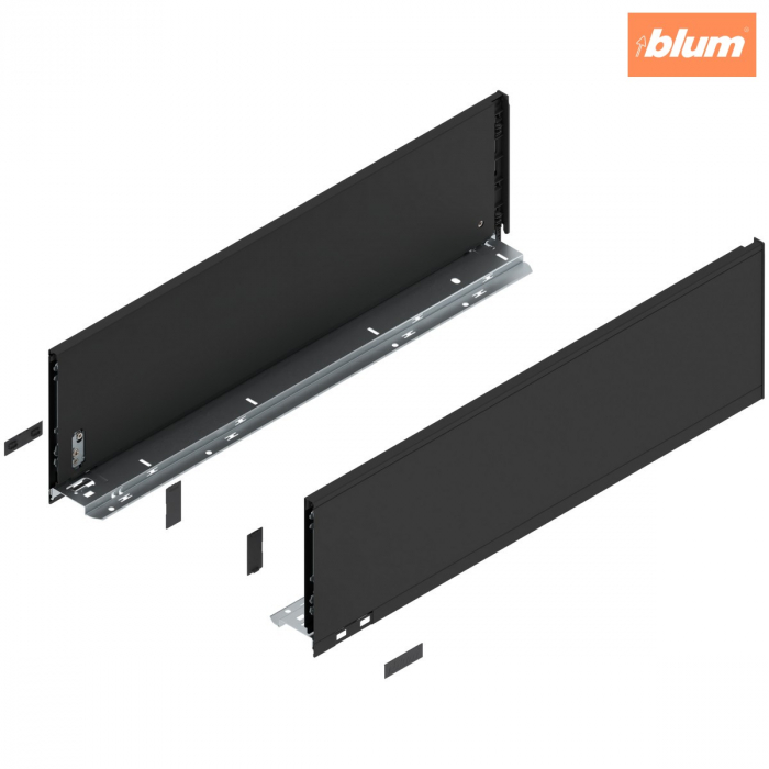 Laterală de sertar LEGRABOX, Înălţime C (177 mm), NL=600 mm, dreapta+stânga, pentru LEGRABOX pure, finisaj negru-carbon mat 770C6002S [1]