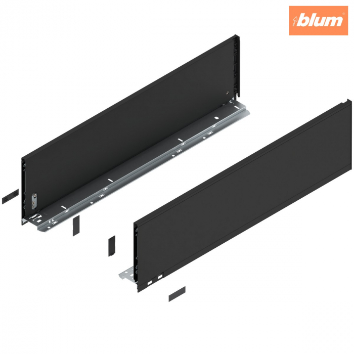 Laterală de sertar LEGRABOX, Înălţime C (177 mm), NL=650 mm, dreapta+stânga, pentru LEGRABOX pure, finisaj negru-carbon mat 770C6502S [1]