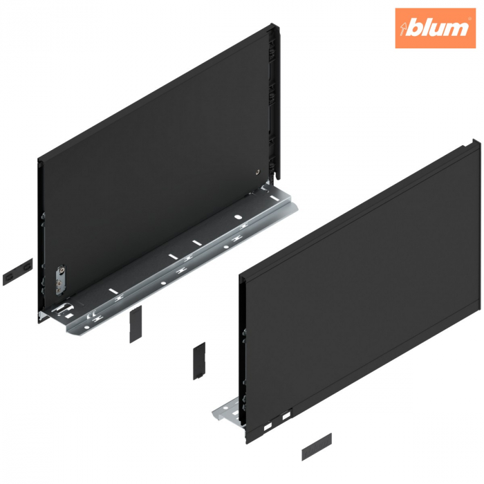 Laterală de sertar LEGRABOX, Înălţime F (241 mm), NL=400 mm, dreapta+stânga, pentru LEGRABOX pure, finisaj negru-carbon mat 770F4002S [1]