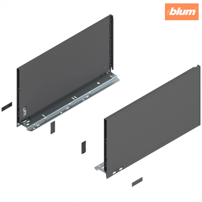 Laterală de sertar LEGRABOX, Înălţime F (241 mm), NL=450 mm, dreapta+stânga, pentru LEGRABOX pure, finisaj gri-orion mat 770F4502S [1]